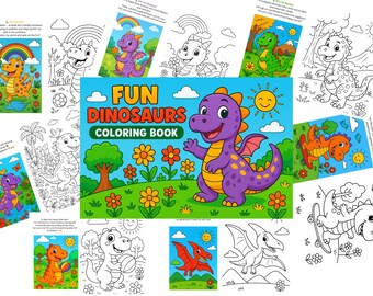 Kinderen dinosaurus kleurboek pdf – 27 kleurplaten peuters, dino-activiteitenboek, digitale prints voor fijne motoriek en druk boekenplezier, 031/1