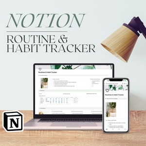 Notion Habit Tracker & Routine Builder | Digital Habit Tracker, Simple Dashboard, Easy to Use, Customizable, Weekly Tracker, Daily Tracker