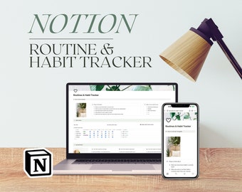Notion Habit Tracker & Routine Builder | Digital Habit Tracker, Simple Dashboard, Easy to Use, Customizable, Weekly Tracker, Daily Tracker
