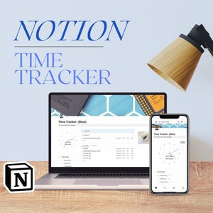 Notion Simple Time Tracker BLUE | Digital Time Entry, Easy to Use + Customize, Multiple Incomes, Track Time Worked, Start & Stop Buttons
