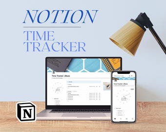 Notion Simple Time Tracker BLUE | Digital Time Entry, Easy to Use + Customize, Multiple Incomes, Track Time Worked, Start & Stop Buttons