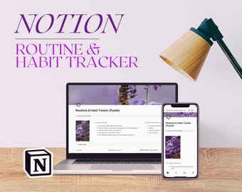 Notion Habit Tracker & Routine Builder PURPLE | Digital Tracker, Simple Dashboard, Easy to Use, Customizable, Weekly Tracker, Daily Tracker