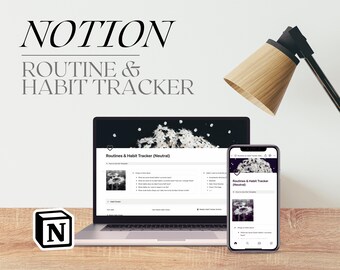 Notion Habit Tracker & Routine Builder NEUTRAL | Digital Tracker, Simple Dashboard, Easy to Use, Customizable, Weekly Tracker, Daily Tracker