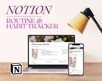 Notion Habit Tracker & Routine Builder PINK | Digital Tracker, Simple Dashboard, Easy to Use, Customizable, Weekly Tracker, Daily Tracker