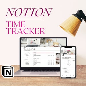 Notion Simple Time Tracker PINK | Digital Time Entry, Easy to Use + Customize, Multiple Incomes, Track Time Worked, Start & Stop Buttons