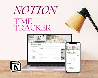 Notion Simple Time Tracker PINK | Digital Time Entry, Easy to Use + Customize, Multiple Incomes, Track Time Worked, Start & Stop Buttons