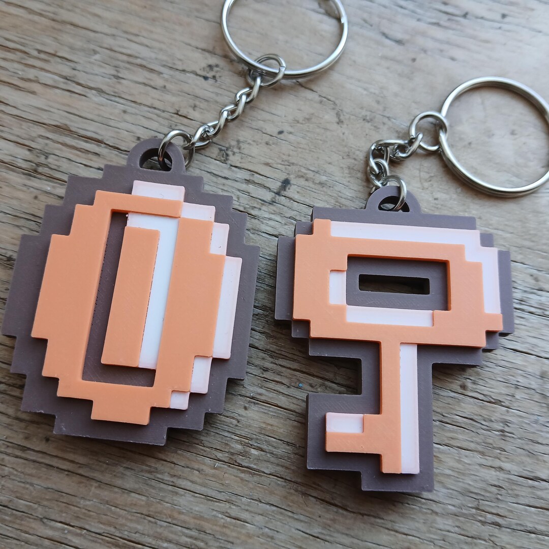 Retro 8bit Coin and Key Keychain Set - Etsy
