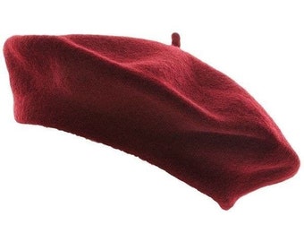 Béret de peintre, béret bordeaux, béret, béret en laine, béret coloré, chapeau