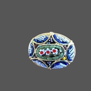 Vintage Italian Micro Mosaic Brooch | Floral Millefiori Pin | 1950s Italy Jewelry | Colorful Handmade Glass&quot;