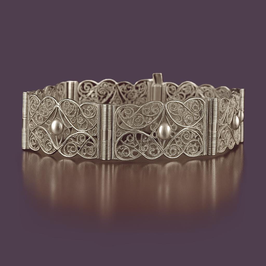 Slide Filigree Vintage Sterling Silver Filigree Panel Bracelet | Intricate Handcrafted ...