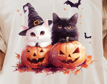 Jolie chemise chat d'Halloween, chemise femme Halloween, chemise automne, chemise fête d'Halloween, chemise saison effrayante, chemise automne, costume d'Halloween