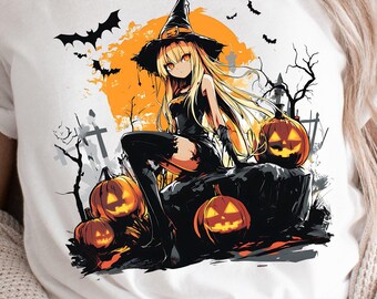 Anime Halloween Shirt, Halloween-Kostüm, gruselige Saison Shirt, Frauen fallen Tshirt, Halloween-Party-T-Shirt, gruseliges Anime T-Shirt