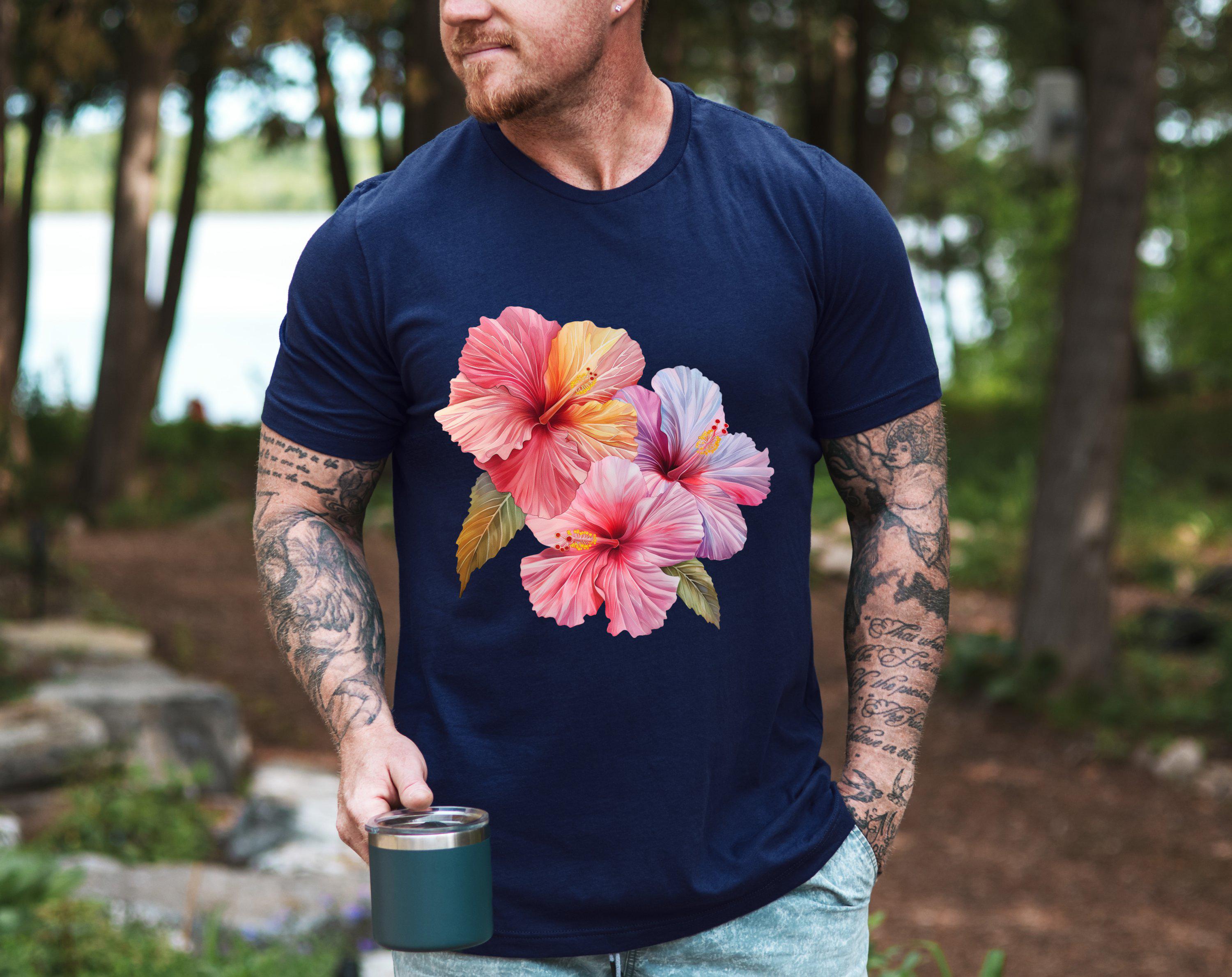ハイビスカスの花のTシャツ、フェアリーコアギフト、花屋シャツ、庭師 