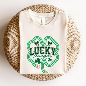 Retro Teacher St Patrick&#39;s Day Shirt, Lucky Teacher shirt, Cute St Patricks Day Sweatshirt, Lucky Sweatshirt, Irish Shirt, Four Leaf Clover