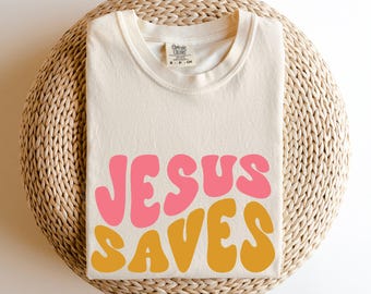 Camiseta Comfort Colors® Jesus Saves, camiseta de fe, regalo cristiano, regalo de fe, camisetas cristianas, camiseta religiosa para mujer, camiseta bohemia