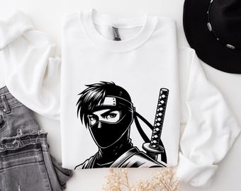 忍者シャツ、アニメシャツ、忍者シャツ、アニメ愛好家へのギフト、アニメアパレル、女性用アニメシャツ、日本美術シャツ、マンガシャツ