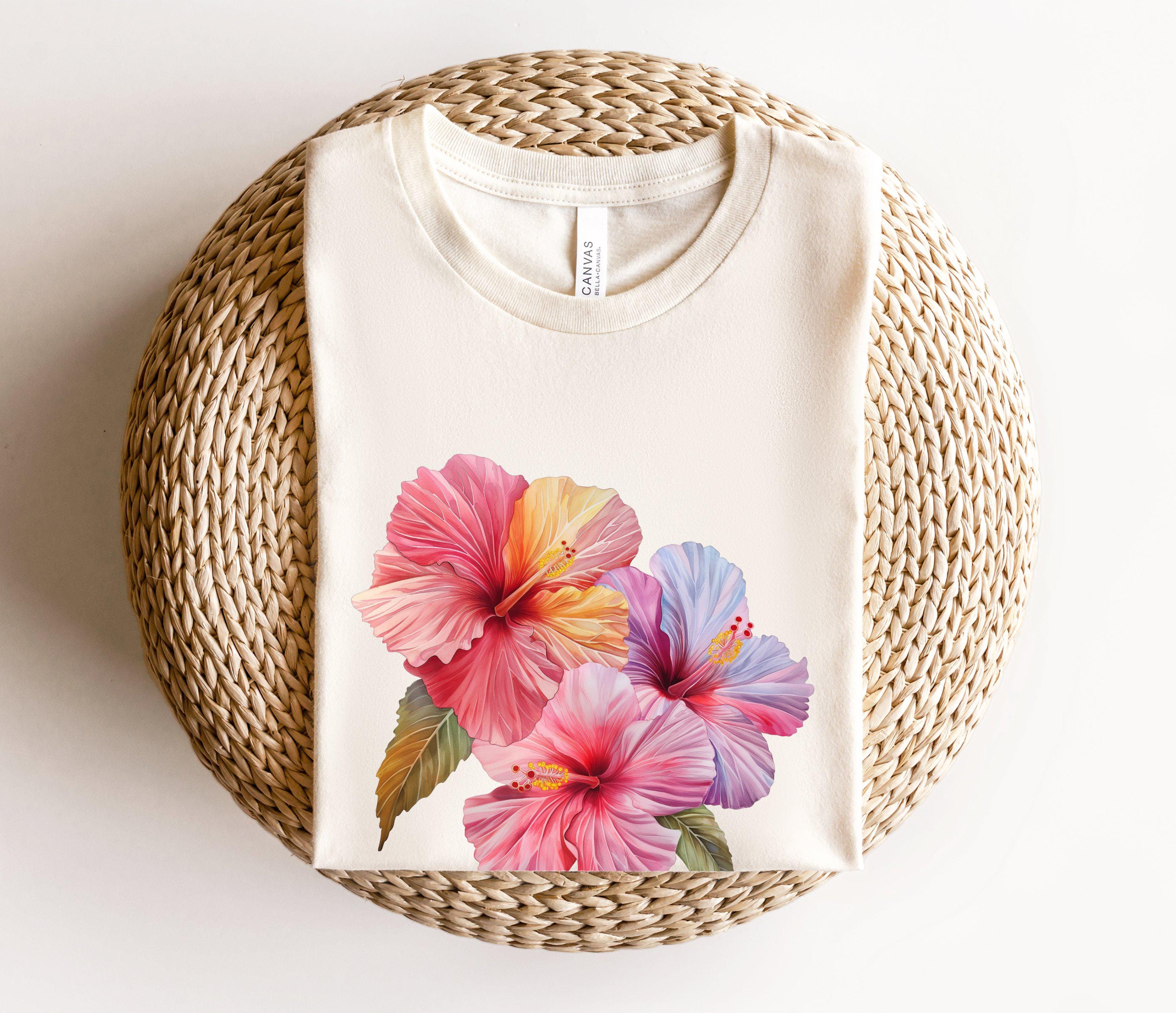 ハイビスカスの花のTシャツ、フェアリーコアギフト、花屋シャツ、庭師 