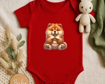 Cute Chow Chow Baby Bodysuit, Toddler Long Sleeve Dog Shirt, Infant Dog Outfit, Dog Lover Baby Gift, Pet Lover Kids Clothing