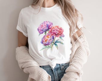 Peonies Shirt, Florist Shirt, Fairycore Gift, Gardener Shirt, Flower Shirt, Season Blossom, Botanical Floral Tee, Garden Lover