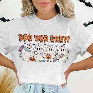 Comfort Colors® Halloween Nurse Shirt, Nurse Gift For Women, Boo Boo Crew, Halloween Nurse Shirt, Halloween Ghost Shirt, Spooky Season Shirt