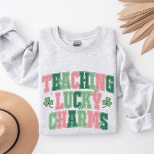 Retro Teacher St Patrick&#39;s Day Shirt, Lucky Teacher shirt, Cute St Patricks Day Sweatshirt, Lucky Sweatshirt, Irish Shirt, Four Leaf Clover