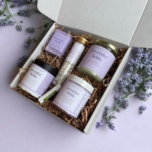 Lavender Self Care Gift Box for Her Relaxing Aromatherapy Kit Comfort Care Package Birthday Gift for Women Stress Relief Set Cozy Spa Gift
