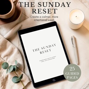 Sunday Reset Workbook Weekly Reset Planner Guided Self Care Journal Intentional Living Planner Soft Life Digital Download PDF