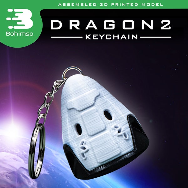 Dragon 2 Keychain | plastic keychain | spacex | nasa | capsule | spacecraft | 3d printing