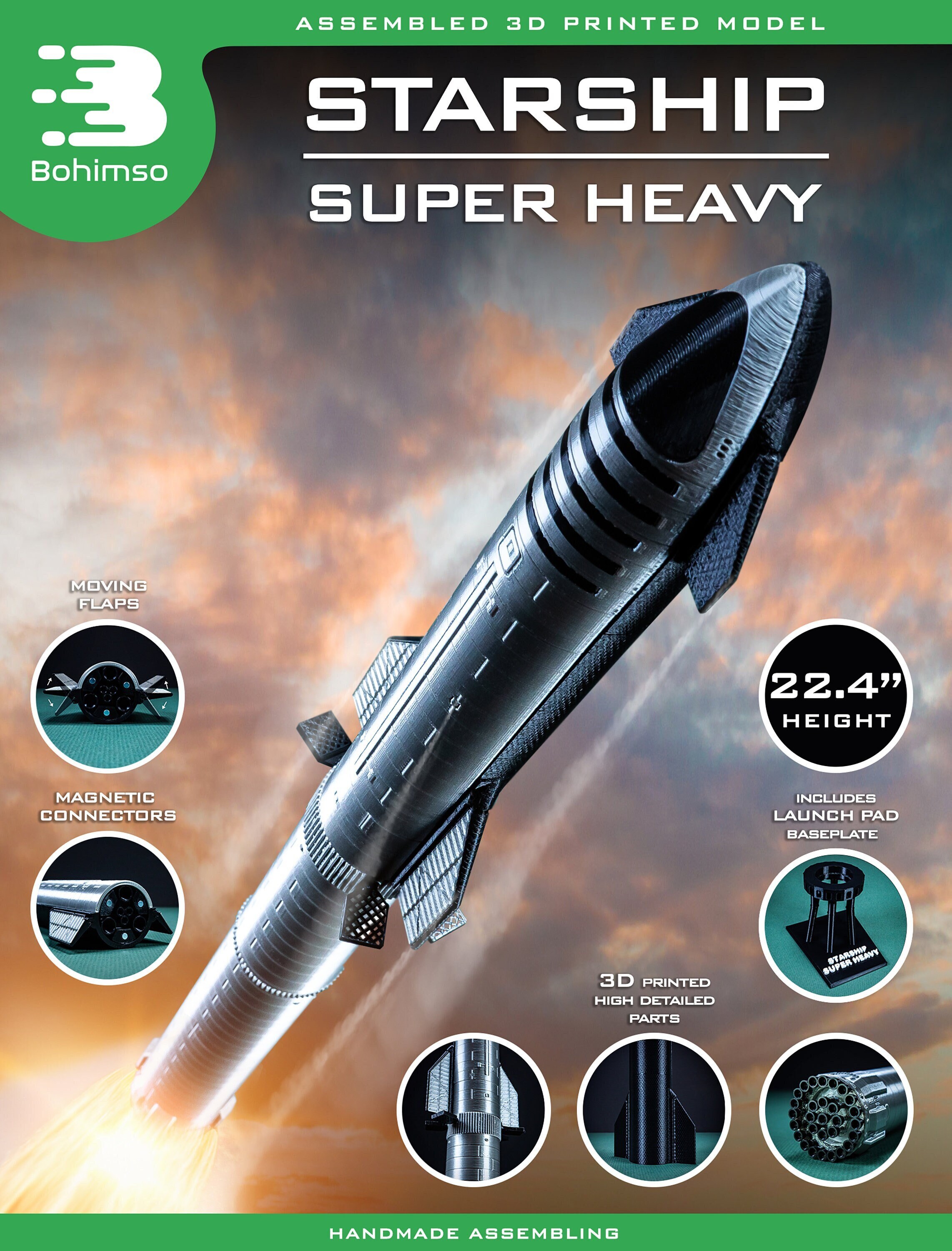 SF・ファンタジー・ホラー SpaceX Hotstage Booster upgrade kit 1:200 SpaceX Starship Super Heavy Booster Rocket Model | eBay