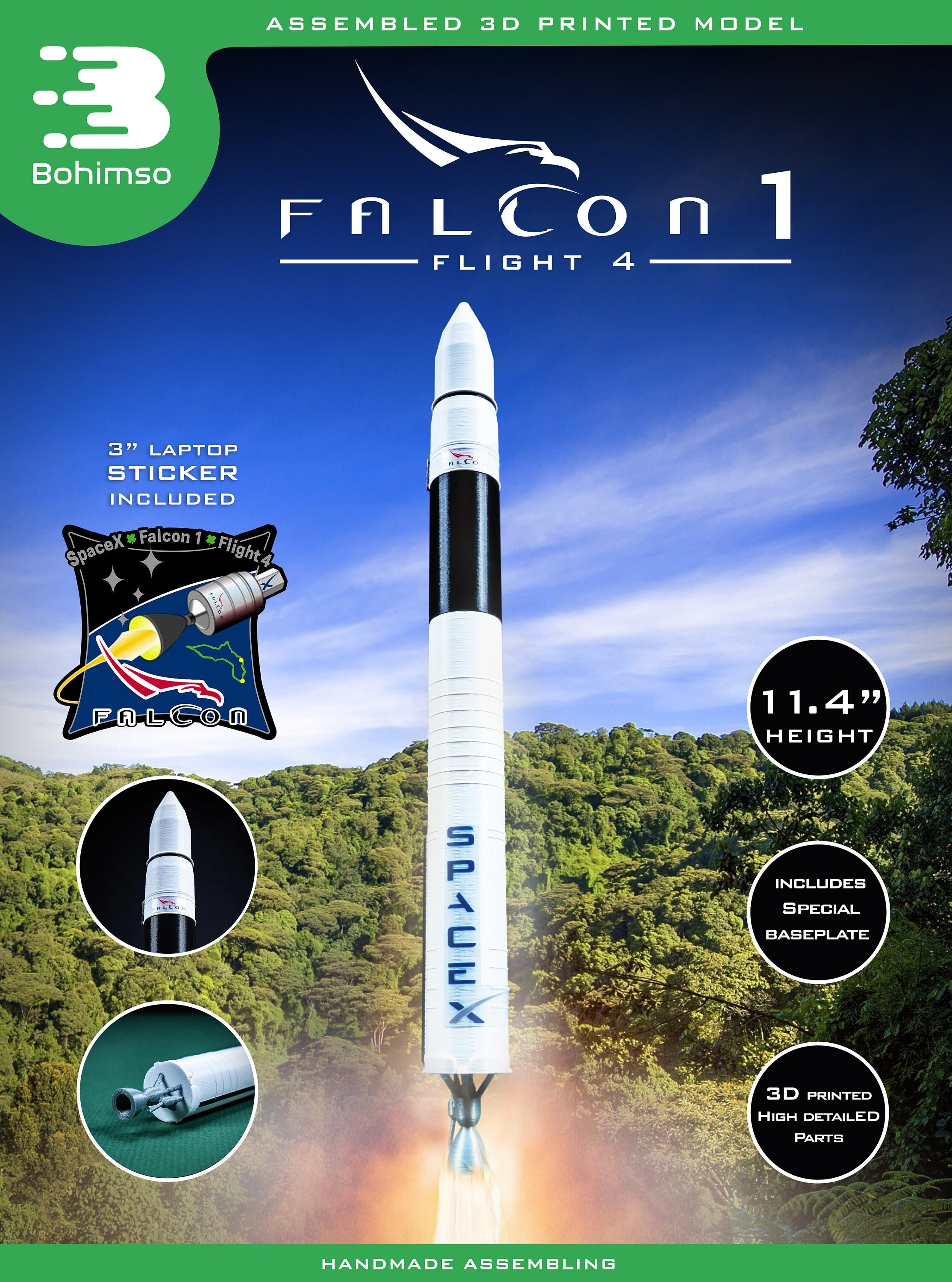 Falcon 1 | Plastic Model | Rocket | Spacex | Nasa | Scale 1:72