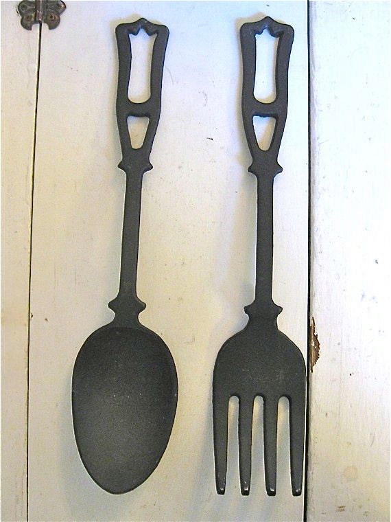 Giant Fork and Spoon Vintage Kitchen Decor Large Etsy