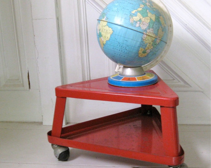 Industrial Metal Rolling Seat Table Vintage Hardware Etsy