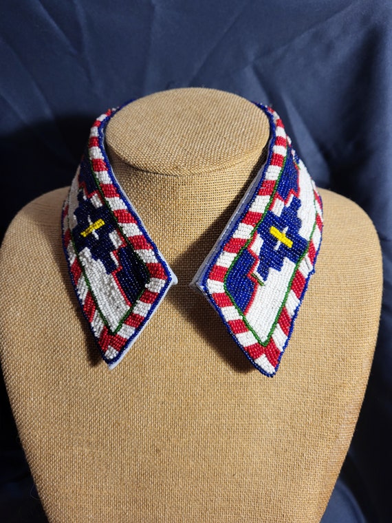 Vintage Hand Beaded NATIVE AMERICAN Shirt Collar