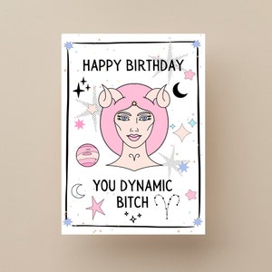 Spicy Sternzeichen Geburtstagskarten, Horoskop Geburtstagswünsche, Celestial Sternzeichen Karten, Astrologie Geburtstagskarten, Happy Birthday Bitch Geburtstagskarte