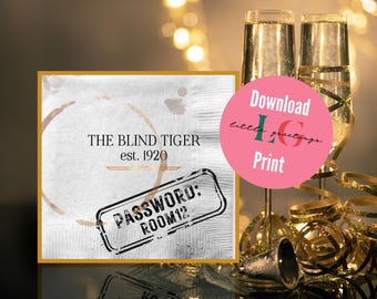 Printable 1920s Invitation Cocktail Napkin Design, Speakeasy Invite, 1920s Invitation party invitation, Cocktail Party, Roaring 20s Party