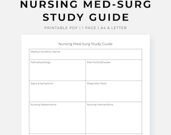 Med Surg Cheat Sheet | Nursing School | Clinical | Study Guide - Etsy ...