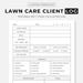 Lawn Care Client Log Printable, Landscaping Business Tracker, Lawn ...