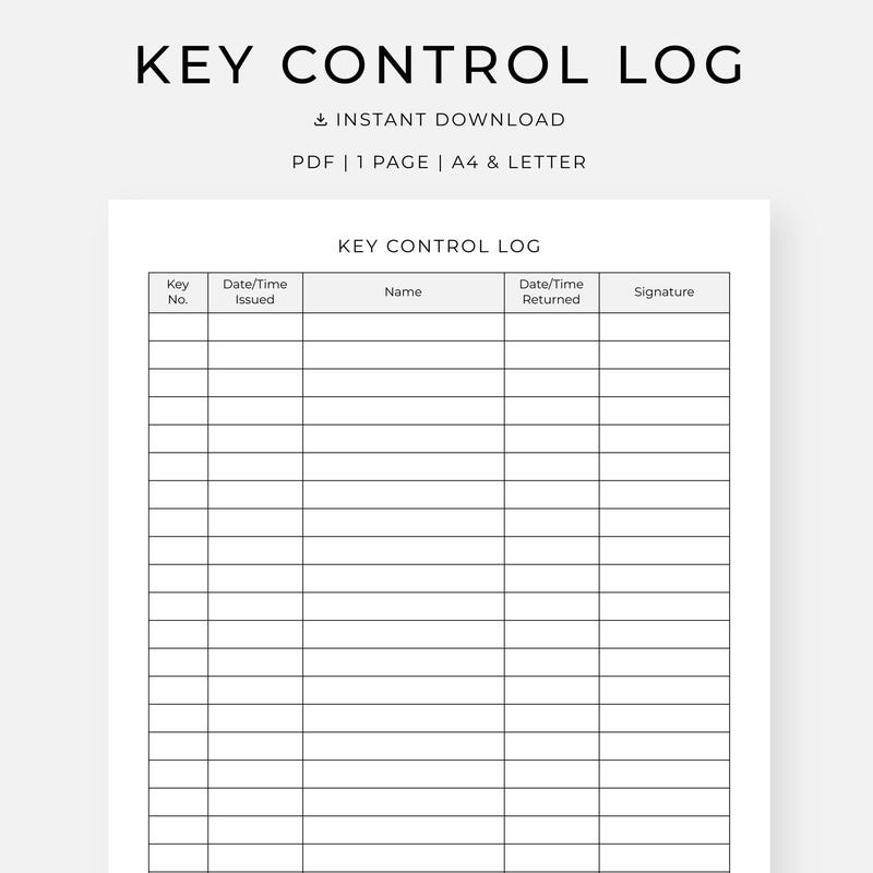 Key Log in Log Out Sheet - Etsy