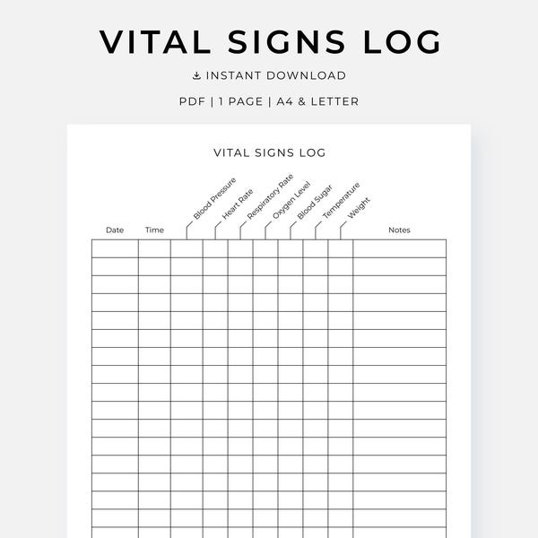 Oxygen Log Printable - Etsy