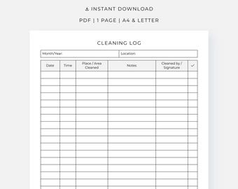 Registro de limpieza, seguimiento diario de limpieza para el hogar, oficinas, hoteles, cafeterías, restaurantes, residencias, clínicas y otros.