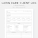 Lawn Care Client Log, Printable Landscaping Client Log, Track & Record ...