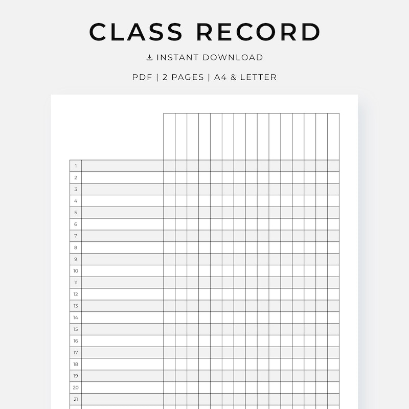 Class Record Printable - Etsy