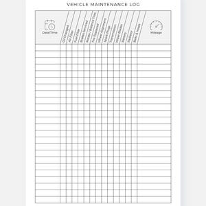 Vehicle Maintenance Log Printable PDF, Repair & Service Record for Cars ...