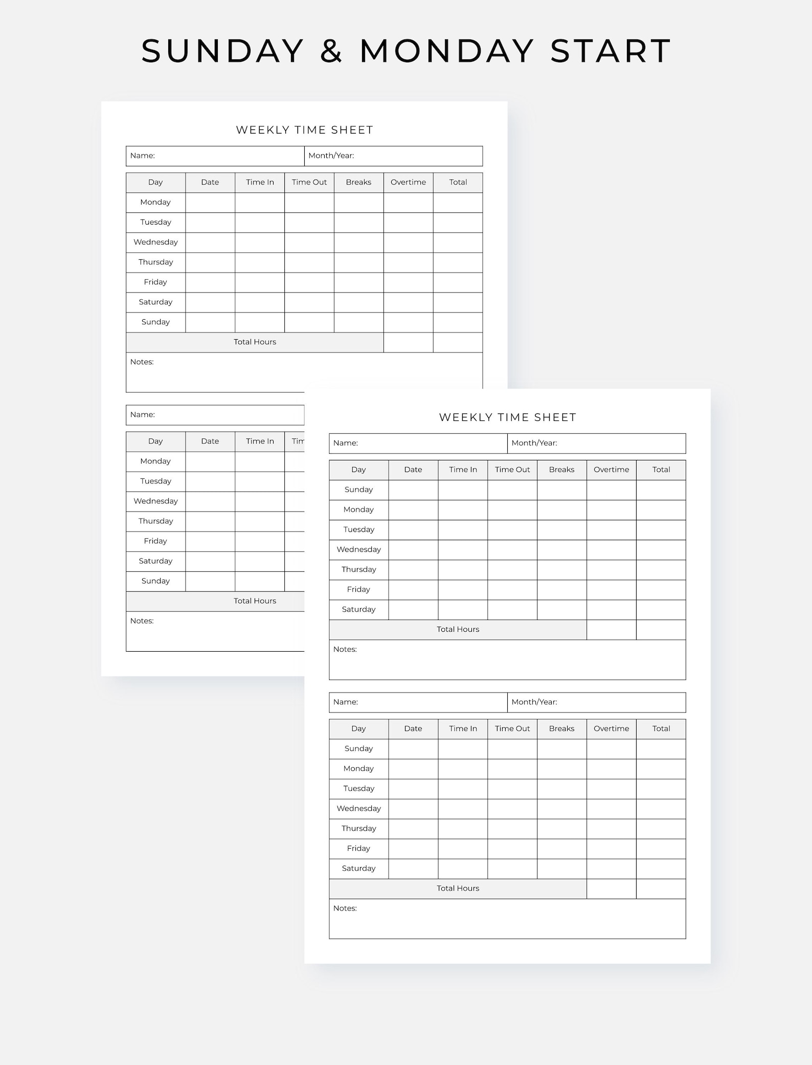 Week Worksheet Hour Weekly Time Sheet, Work Hours Log, (A4, Letter) Instant Download - Etsy