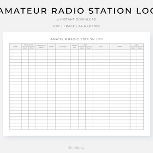 Amateur Radio Station Log, Ham Radio Log Printable, A4 and Letter