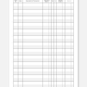 Transaction Register Printable PDF, Check Registers for Personal ...