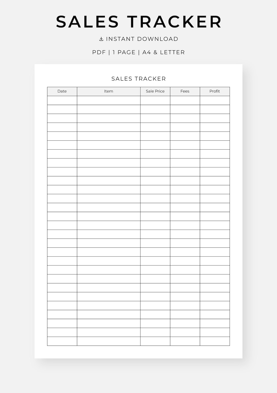 Sales Tracker Text Sales Tracker Printable, A4/letter, PDF Instant Download - Etsy
