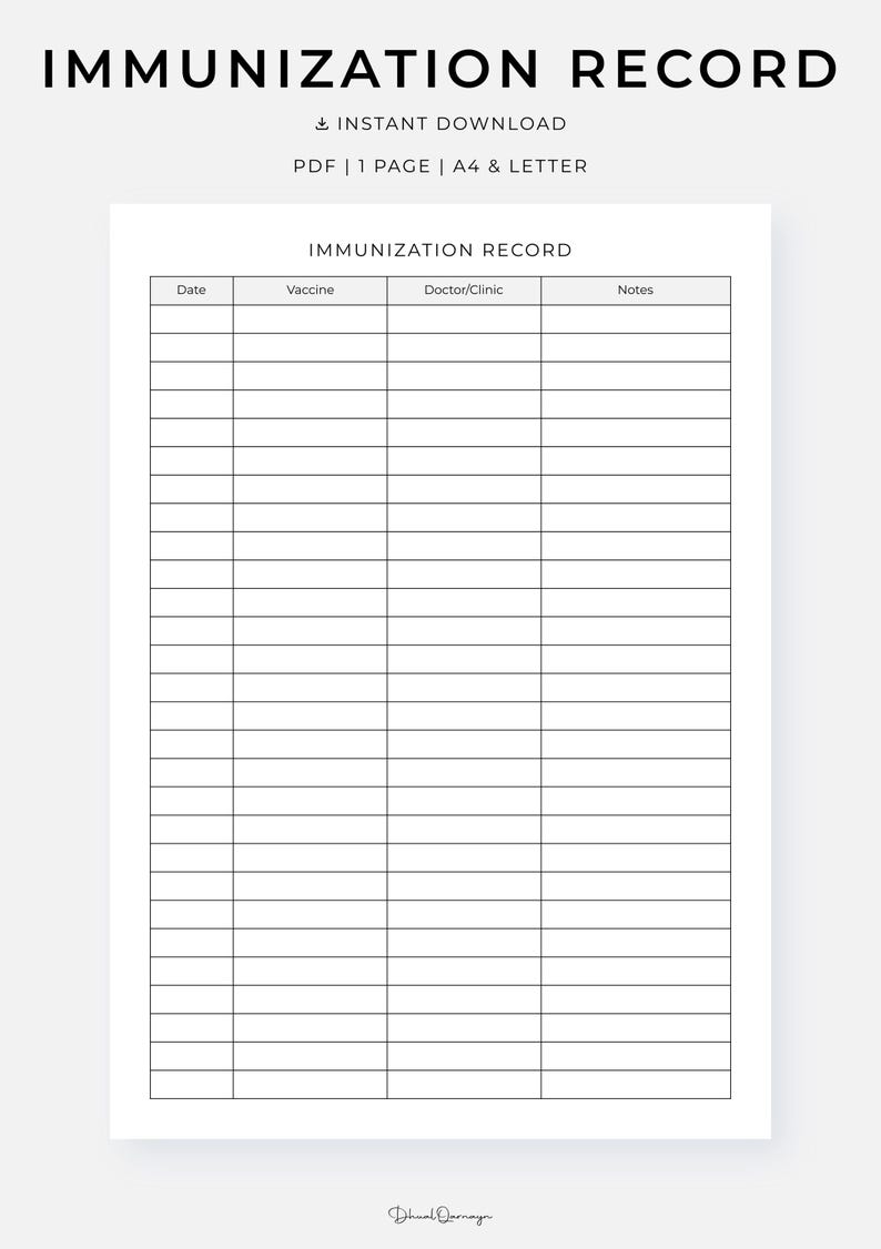 Immunization Record, Track Your Vaccination History, Immunization ...