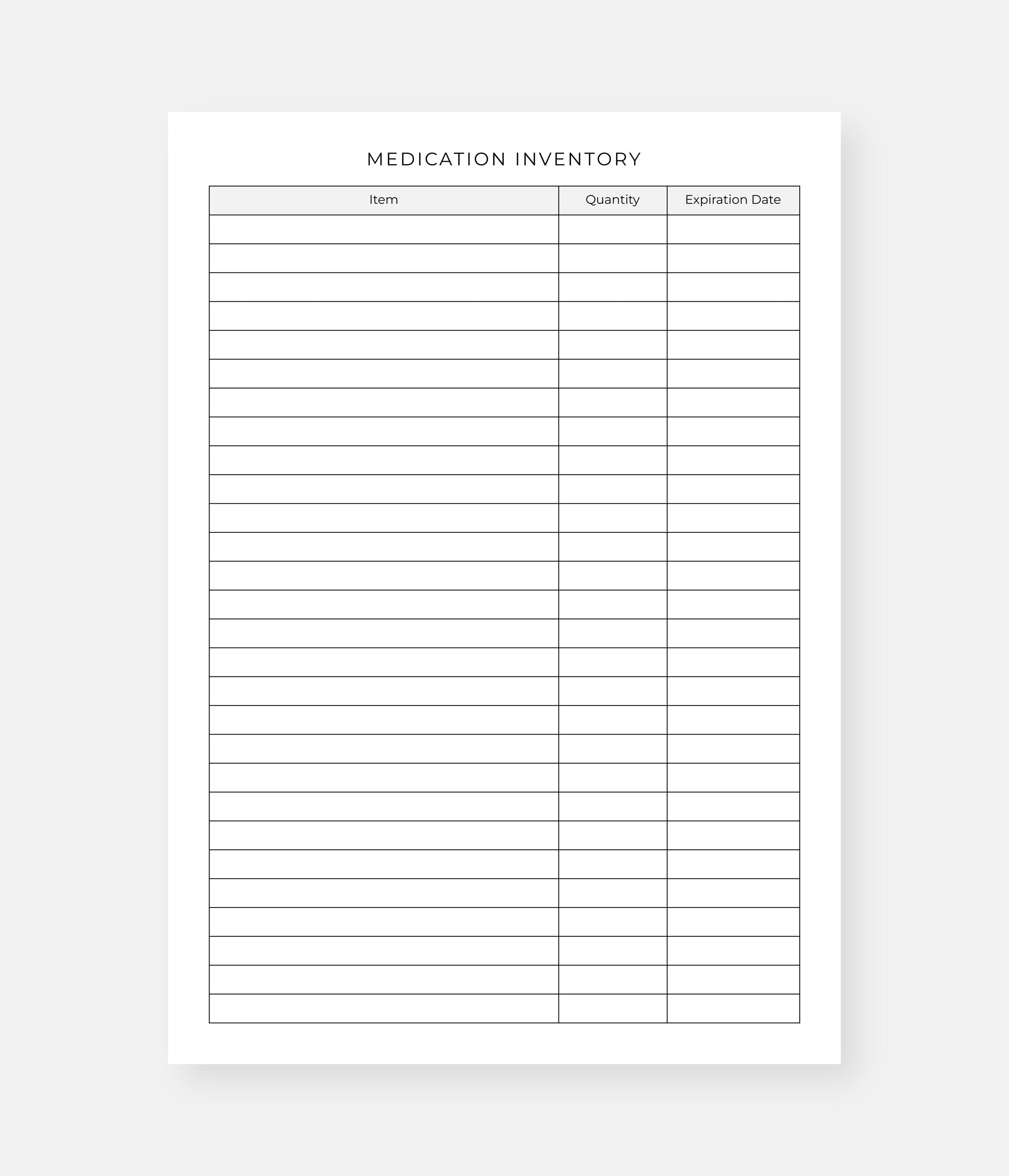 Medication Inventory Sheet.pdf Printable Medication Inventory, PDF, A4, Letter, Instant Download - Etsy