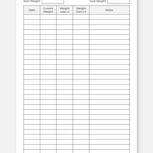Weight Tracker Printable PDF, Weight Loss Log to Record & Monitor Your ...